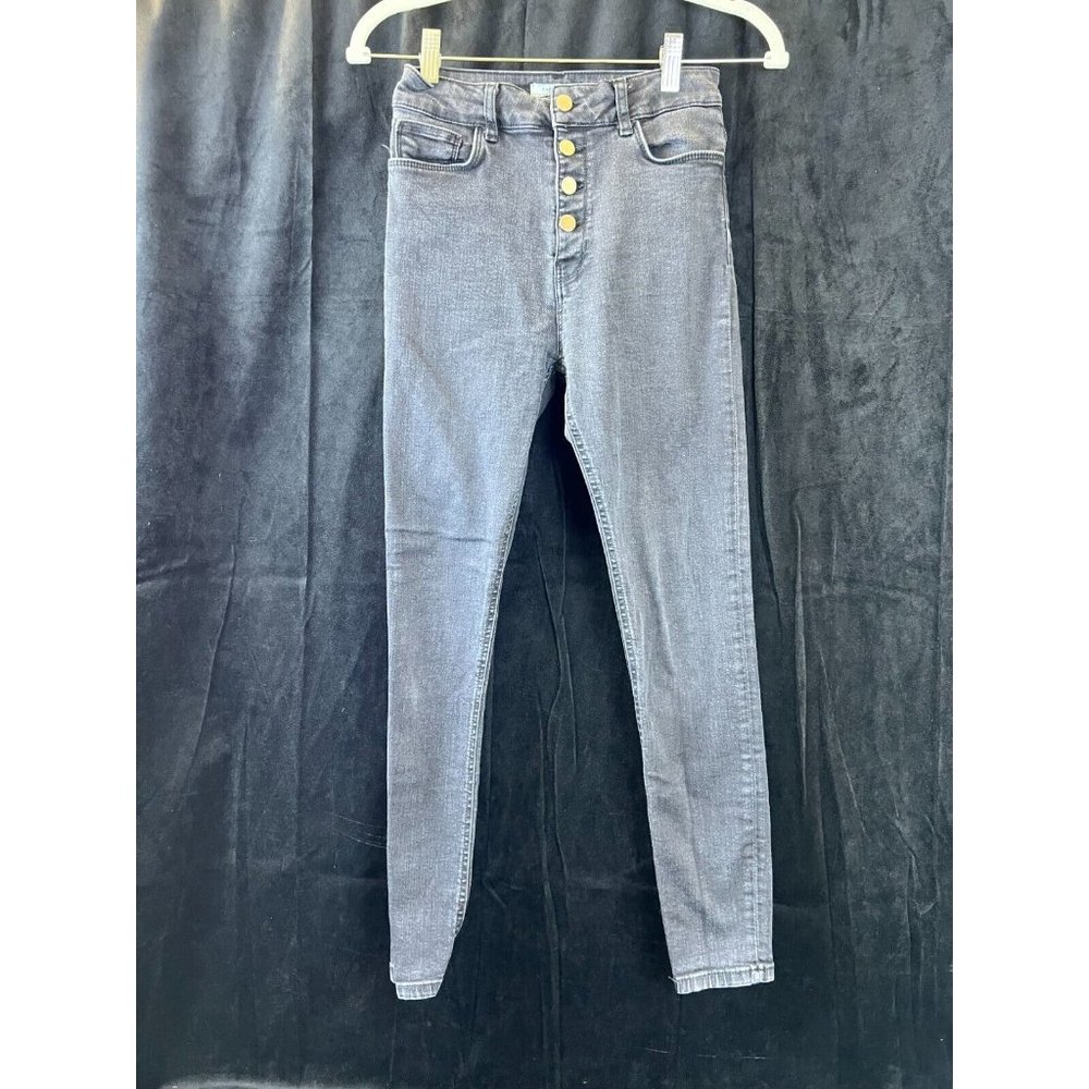 Zara Womens Black Premium Denim Collection Jeans Button Fly Ankle LengthSize 4